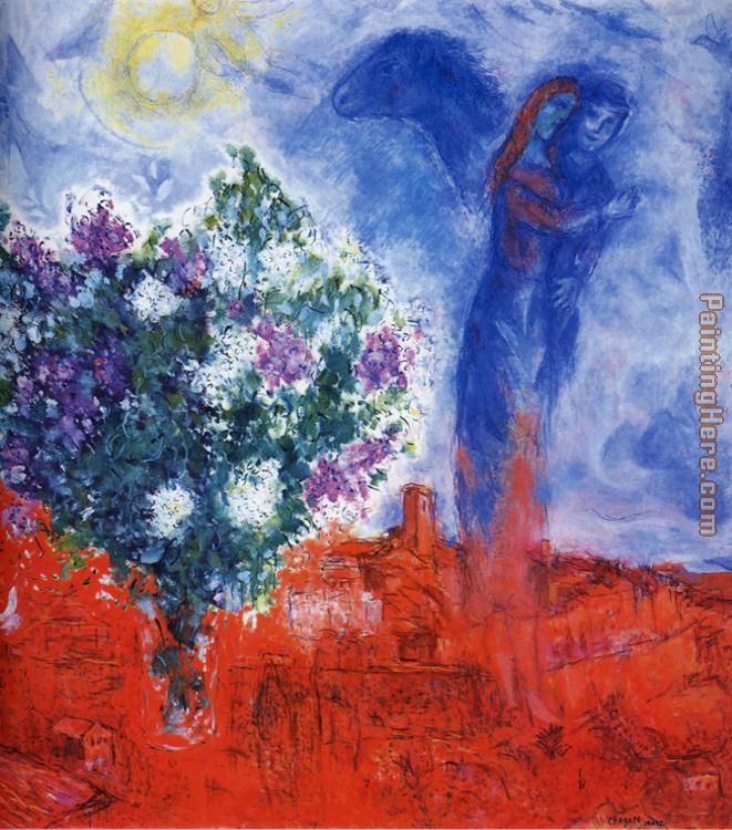 Marc Chagall Lovers over Sant-Paul